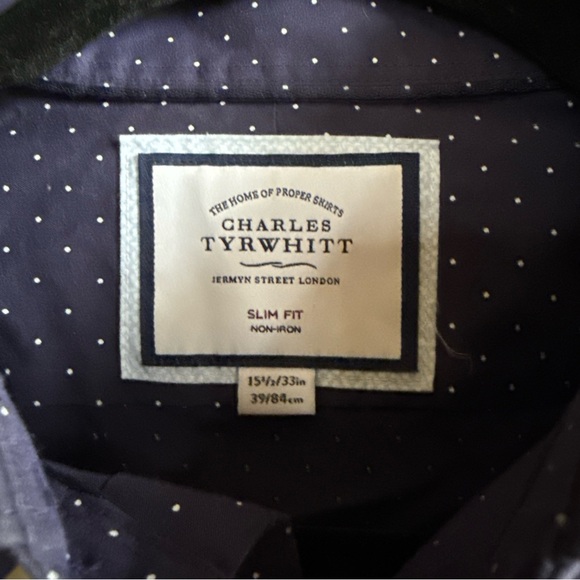 Charles Tyrwhitt Dark Blue Dotted Men's Shirt - Picture 4 of 4